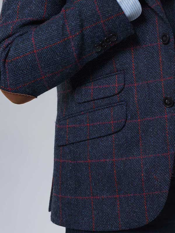 Harris Tweed Jacket Red Overcheck 614 - Afbeelding 2