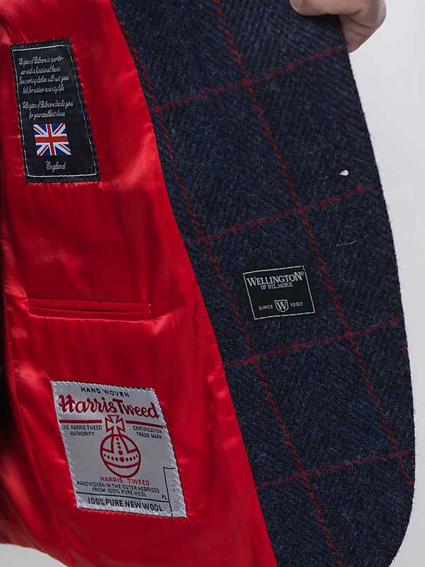 Harris Tweed Jacket Red Overcheck 614 - Afbeelding 3