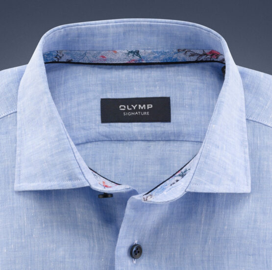 Olymp Signature shirt 100% linnen Licht blauw