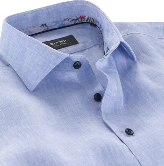 Olymp Signature shirt 100% linnen Licht blauw