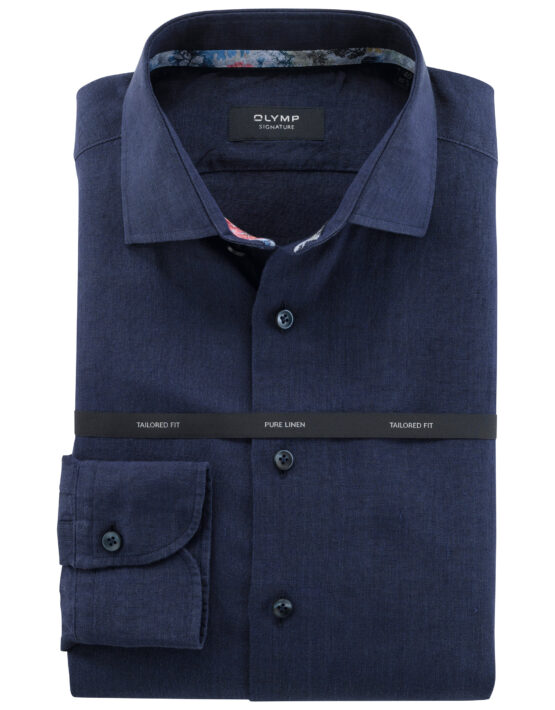 Olymp Signature donker blauw linnen