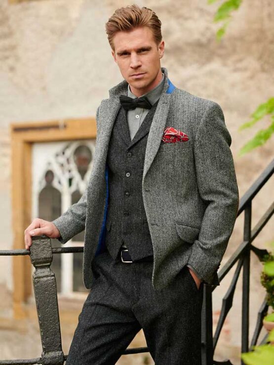 Harris Tweed Jacket Grijs Visgraat 601