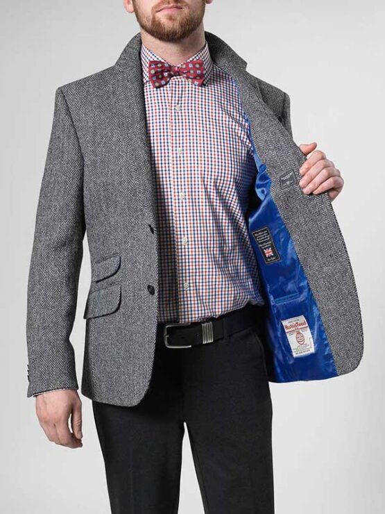 Harris Tweed Jacket Grijs Visgraat 601 - Afbeelding 4