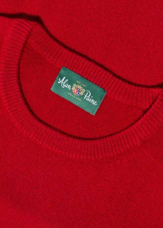 Alan Paine Lamswol Pullover Ronde Hals Rood