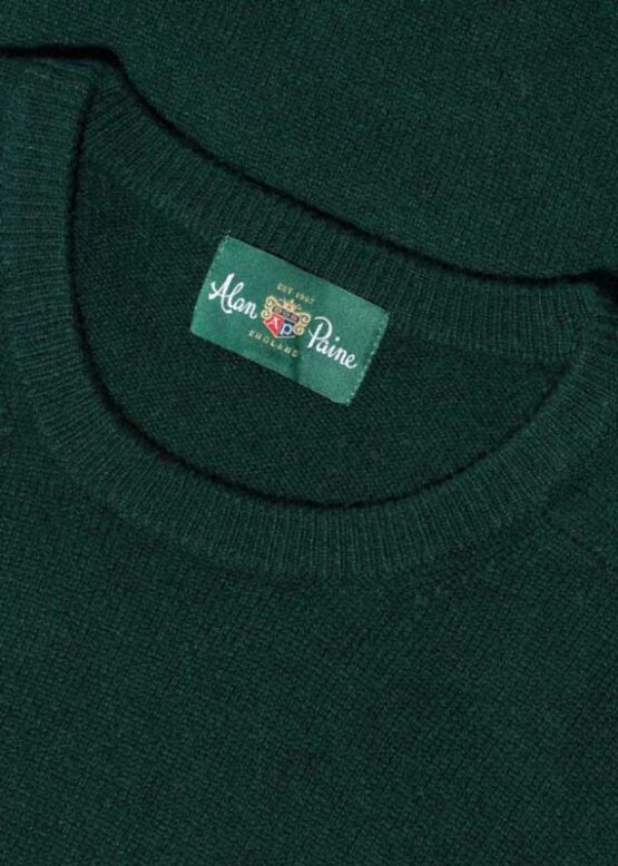 Alan Paine Lamswol Pullover Ronde Hals Bottle Green