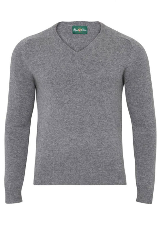 Alan Paine Lamswol Pullover Ronde Hals Grijs - Afbeelding 3