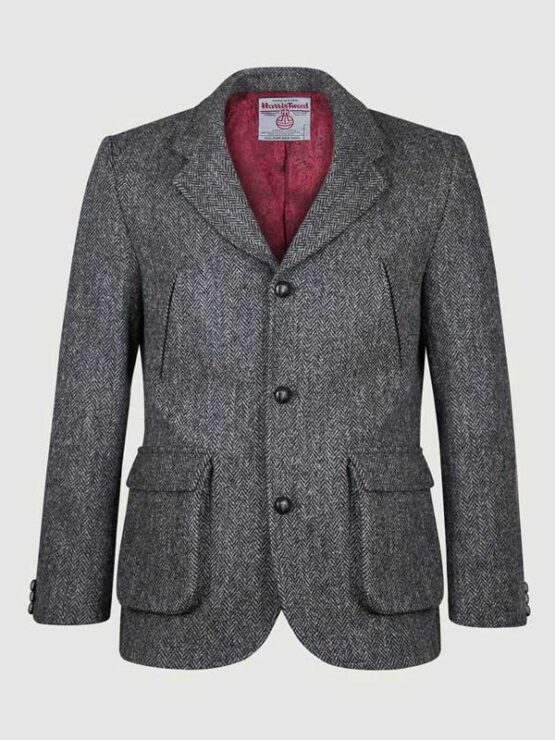 Harris Tweed Utility Jacket Grijs Visgraat - Afbeelding 2