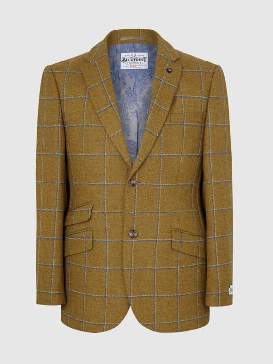 Tweed Colbert Mosterd Blauw Yorkshire Tweed