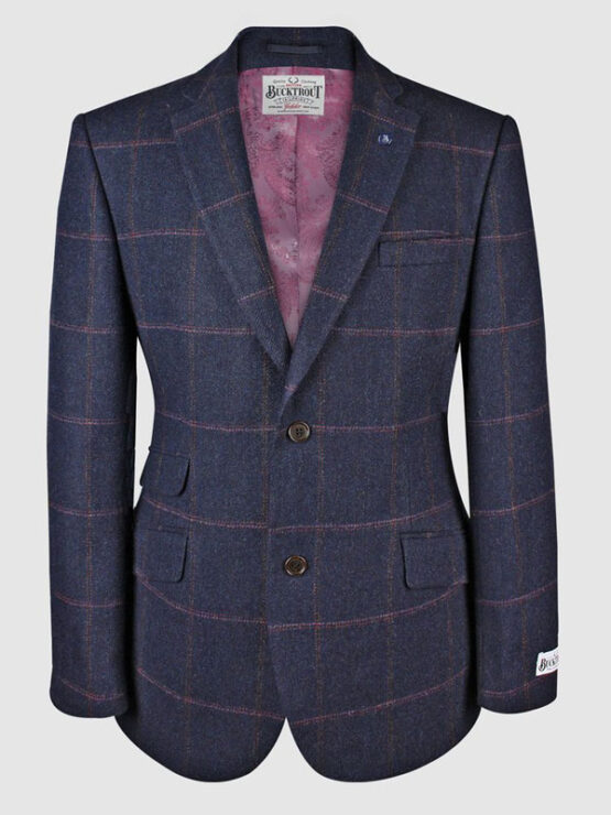 Tweed Colbert Marine Blauw Roze Yorkshire Tweed