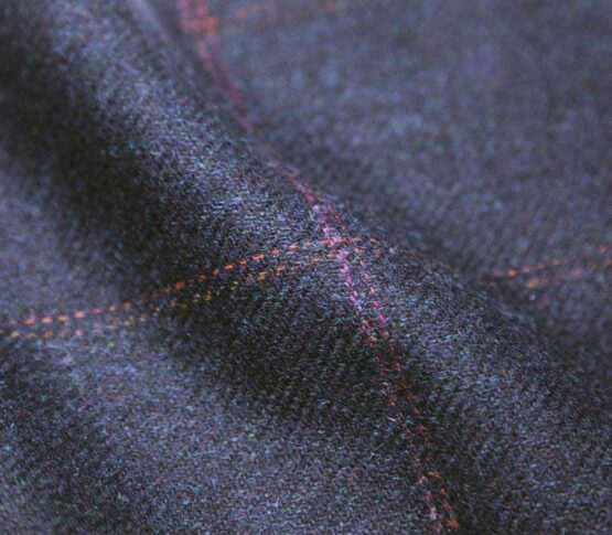 Tweed Pantalon Donker Blauw Met Roze Ruit Yorkshire Tweed - Afbeelding 2