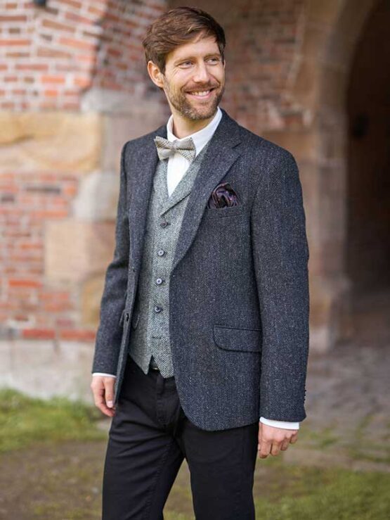 Harris Tweed Jasje Antraciet visgraat 600