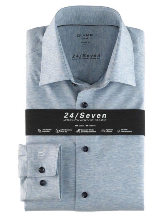 OLYMP Luxor 24/Seven  Modern Fit, Zakelijke Overhemd, New Kent, Bleu