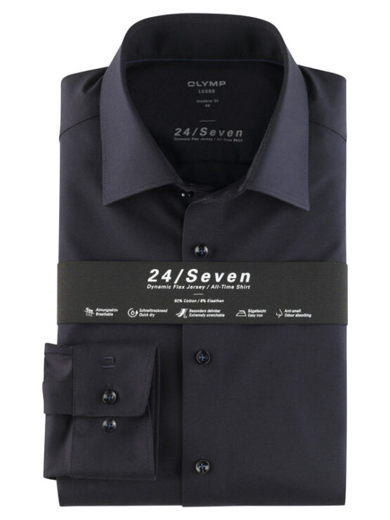 OLYMP Luxor 24/Seven  Modern Fit, Zakelijke Overhemd, New Kent, Marineblauw