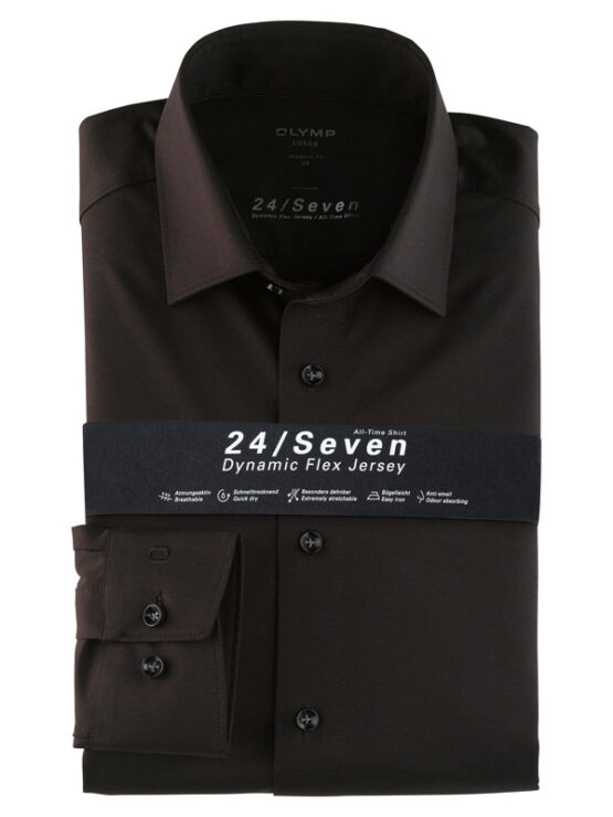 OLYMP Luxor 24/Seven  Modern Fit, Zakelijke Overhemd, New Kent, Zwart