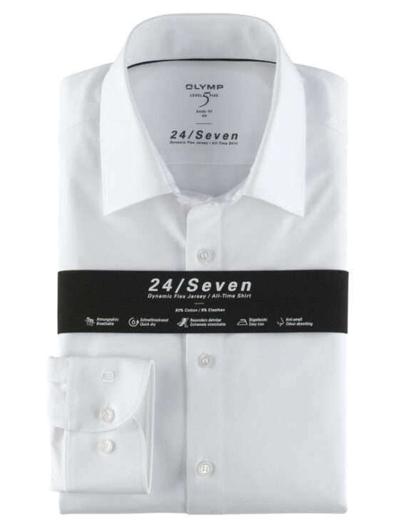 OLYMP Level Five 24/Seven  Body Fit, Zakelijke Overhemd, New York Kent, Wit