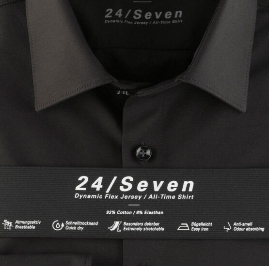 OLYMP Level Five 24/Seven  Body Fit, Zakelijke Overhemd, New York Kent, Zwart - Afbeelding 5