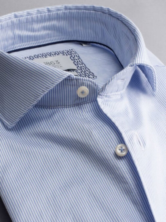Eterna 1863, Overhemd Slim Fit Soft Tailoring Twill Licht Blauw Streepje - Afbeelding 2