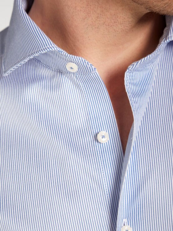 Eterna 1863, Overhemd Slim Fit Soft Tailoring Twill Licht Blauw Streepje - Afbeelding 4