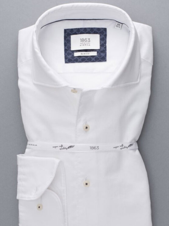 Eterna 1863, Overhemd Slim Fit Soft Tailoring Twill Wit Uni