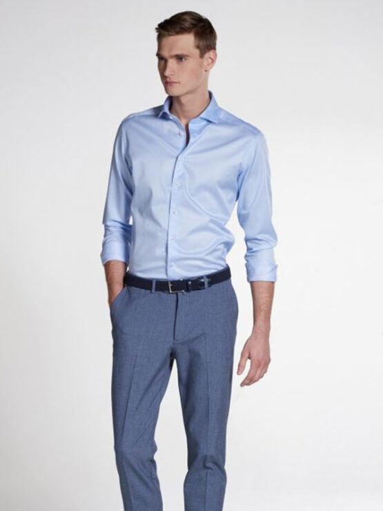 Eterna 1863, Overhemd Slim Fit Soft Tailoring Twill Licht Blauw Uni - Afbeelding 4