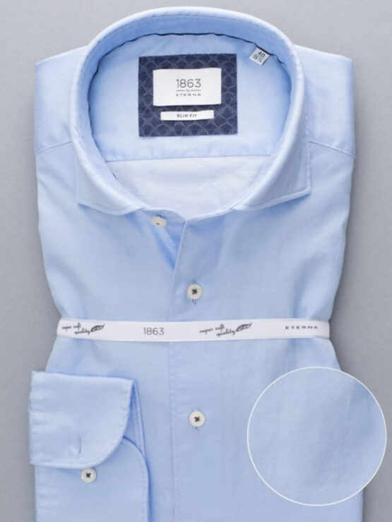 Eterna 1863, Overhemd Slim Fit Soft Tailoring Twill Licht Blauw Uni