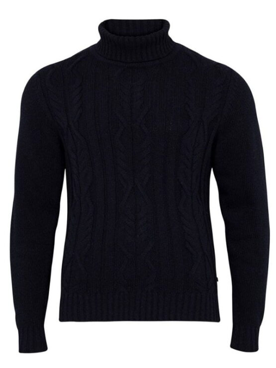 Alan Paine, Kabeltrui Navy Roll Neck Jumper-Updated Fit - Afbeelding 2
