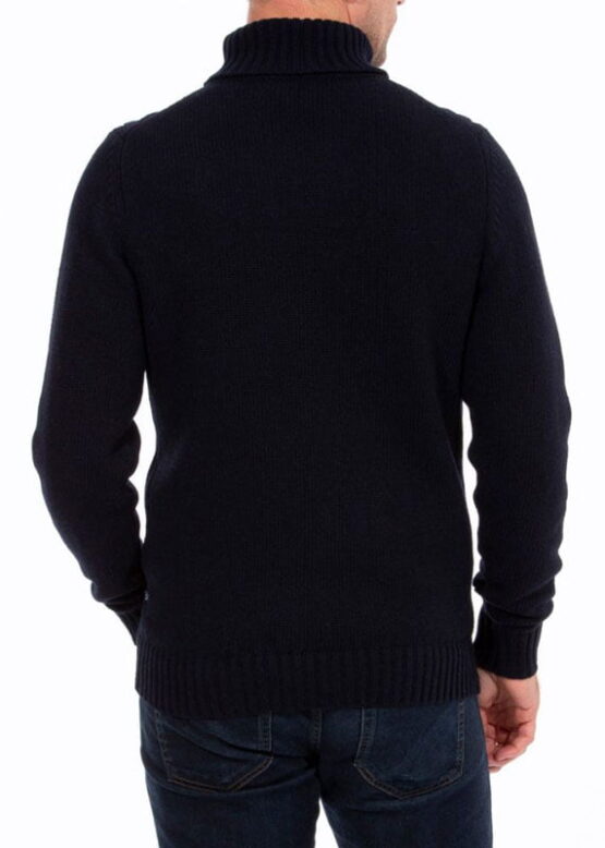 Alan Paine, Kabeltrui Navy Roll Neck Jumper-Updated Fit - Afbeelding 3