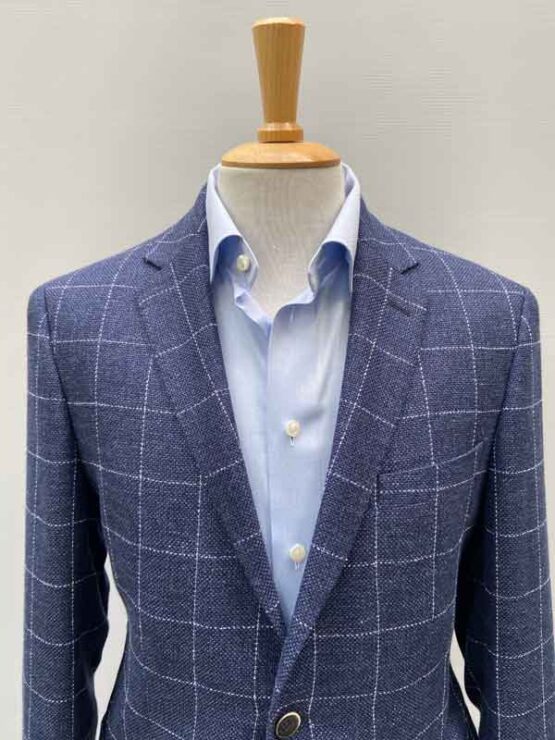 Eduard Dressler, Linnen Colbert Blauw Ruit - Afbeelding 2