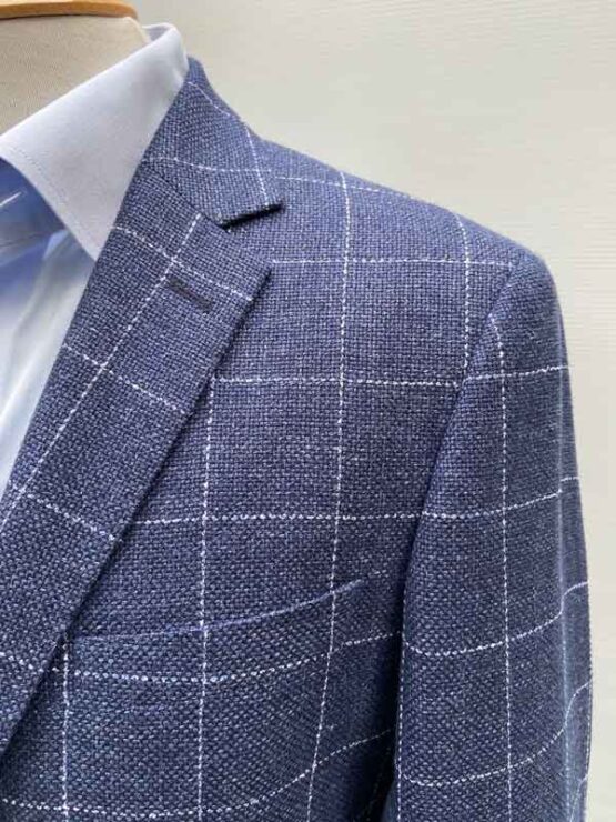 Eduard Dressler, Linnen Colbert Blauw Ruit - Afbeelding 3