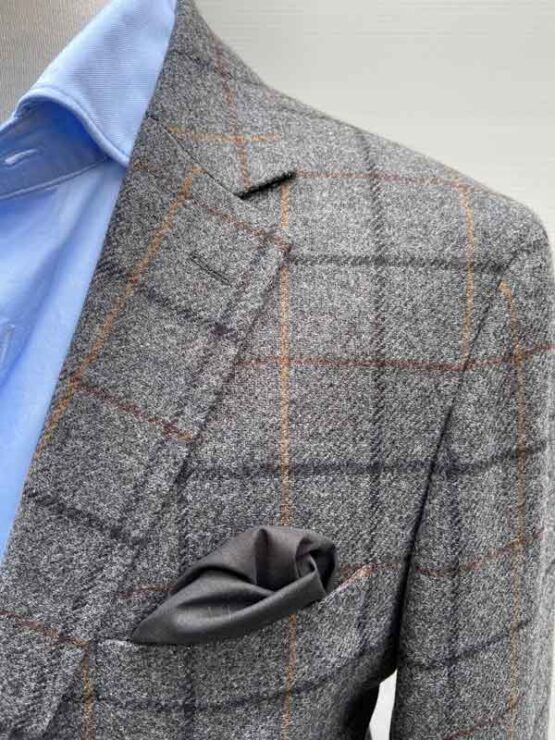 Eduard Dressler, Tweed Colbert Grijs Met Overruit - Afbeelding 2