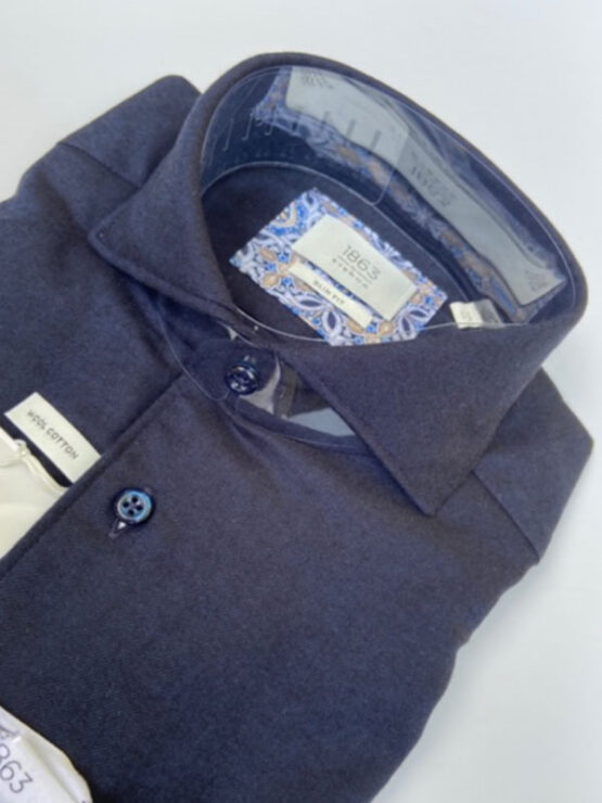 Eterna 1863, Flanel Shirt Slim Fit, Donker Blauw - Afbeelding 4