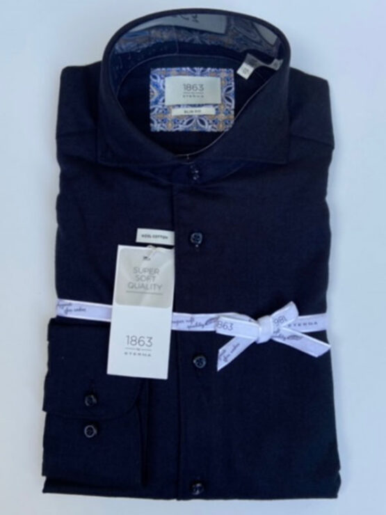 Eterna 1863, Flanel Shirt Slim Fit, Donker Blauw