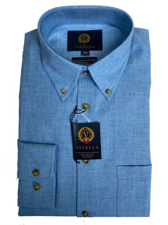 Viyella, Flannel Shirt Lichtblauw Uni