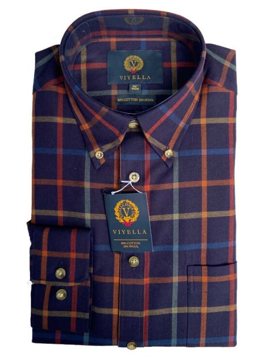 Viyella, Flannel Shirt Donkerblauw ruit