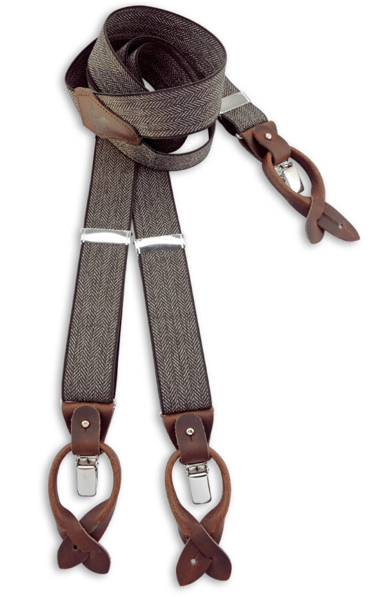 Sir Redman luxe bretels Visgraat motief bruin / beige