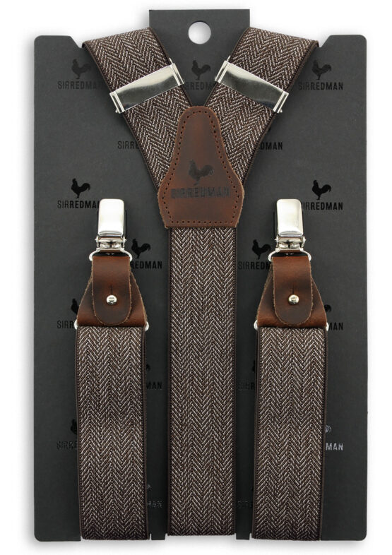 Sir Redman luxe bretels Visgraat motief bruin / beige - Afbeelding 2