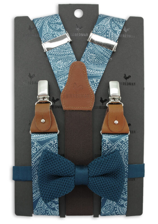 Sir Redman bretels combi pack Paisley Sketch blauw