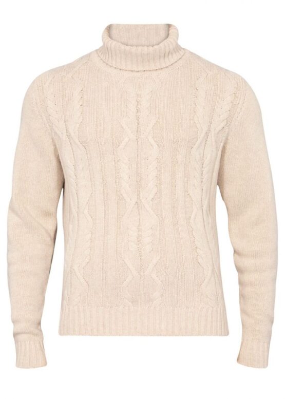 Alan Paine, Kabeltrui Ivory Roll Neck Jumper-Updated Fit - Afbeelding 4
