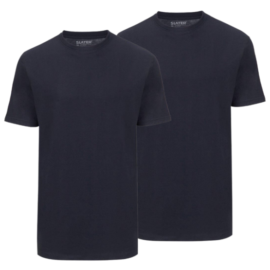 Slater t-shirt stretch ronde hals, 2 pack wit/navy/zwart - Afbeelding 3