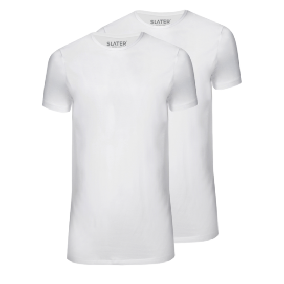 Slater t-shirt basic fit ronde hals extra long, 2 pack wit/navy - Afbeelding 2