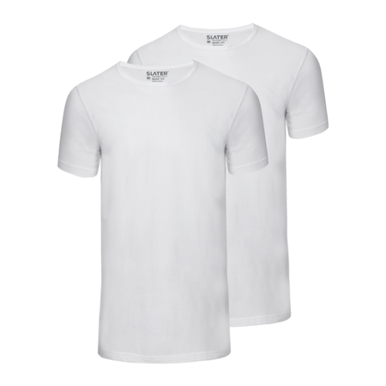 Slater t-shirt basic fit ronde hals, 2 pack wit/navy/zwart - Afbeelding 2