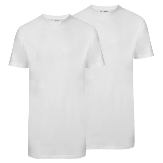 Slater t-shirt basic ronde hals extra long, 2 pack wit
