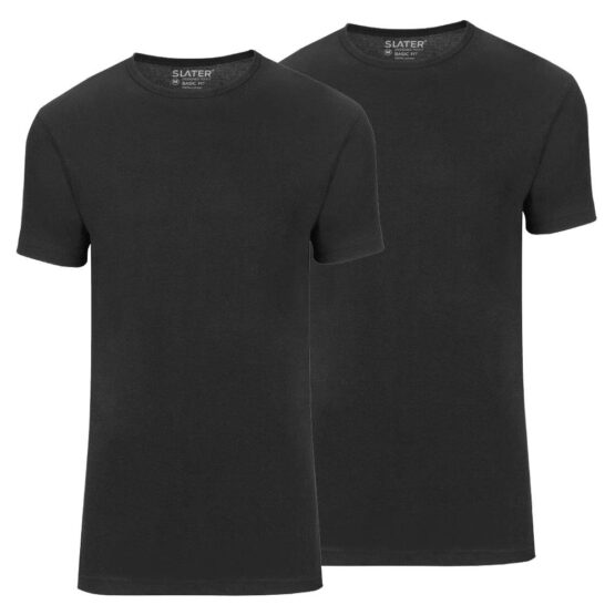 Slater t-shirt basic fit ronde hals, 2 pack wit/navy/zwart