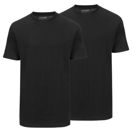 Slater t-shirt basic ronde hals,  2 pack wit/navy/zwart - Afbeelding 2