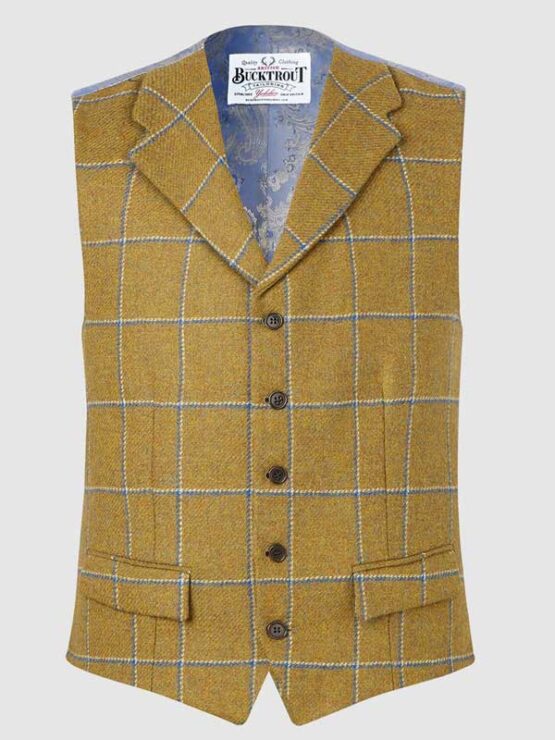 ANGUS WAISTCOAT - MUSTARD/BLUE