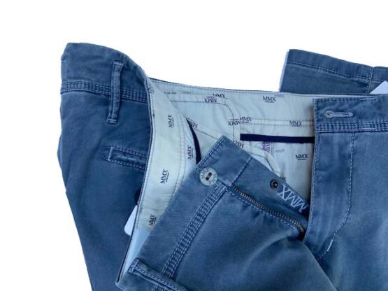 MMX CHINO, KATOENEN BROEK MET STEEKZAKKEN, BLAUW - Afbeelding 3