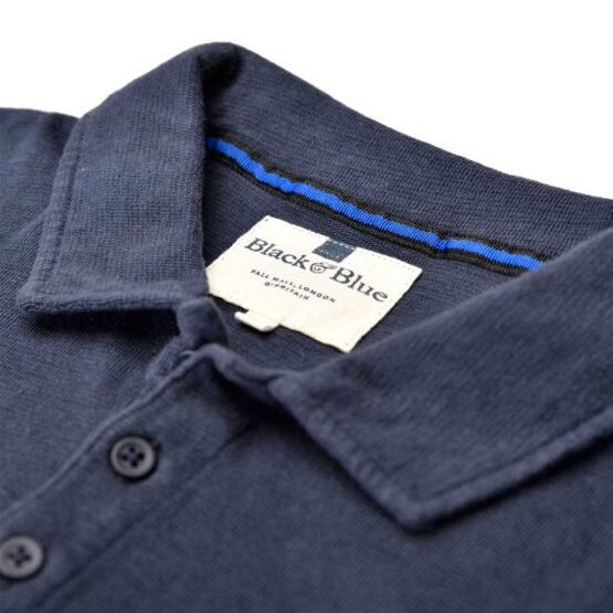 BLACK & BLUE 1871, LANGE MOUW POLO SHIRT BLAUW - Afbeelding 6