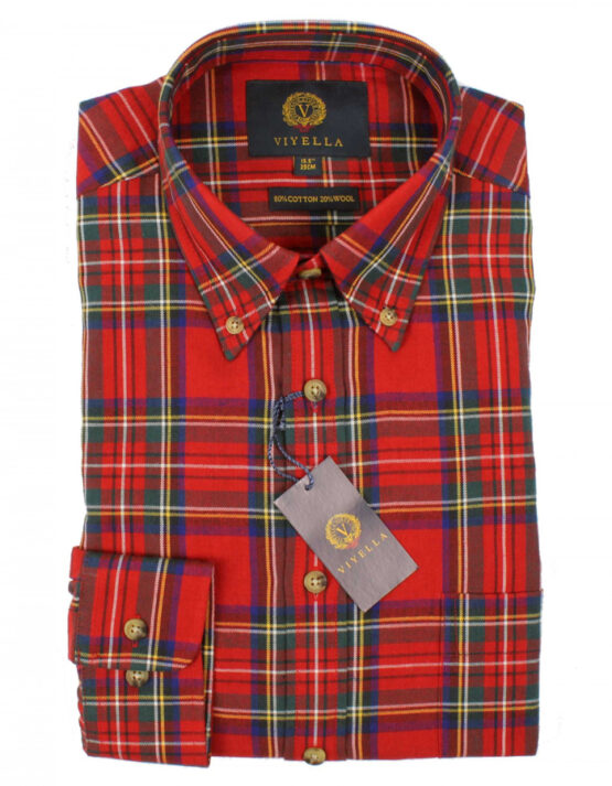 Flannel Shirt Viyella Ruit Rood