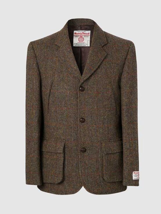 Harris Tweed Utility Jacket Brown