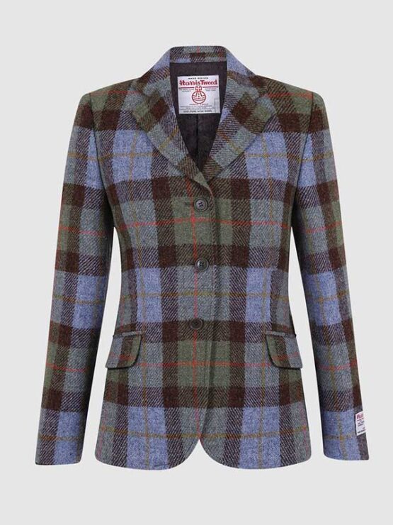 Harris Tweed Dames Jasje Claire Hacking Jacket - Green / blue - Afbeelding 5